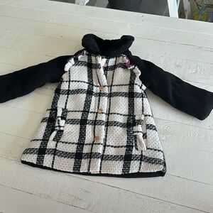 Penelope Mac 12 month pink, black white plaid, Rose, gold buttons jacket